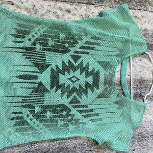Green Geometric Knit Top